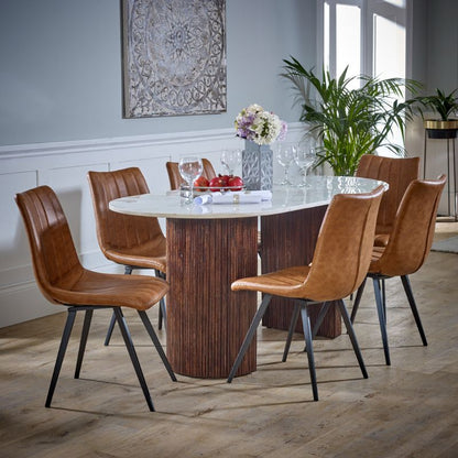 Opal Mangon Wood Dining Table with Marble Top