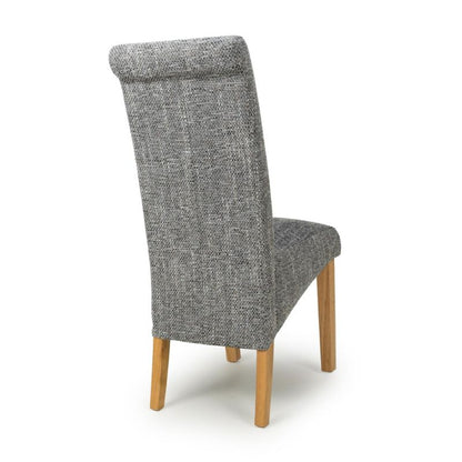 Karta Dining Chair Scroll Back Tweed Grey, Set of 2 