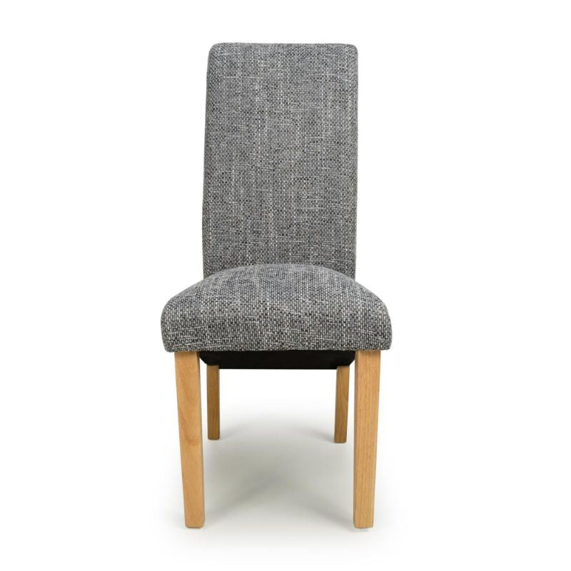 Karta Dining Chair Scroll Back Tweed Grey, Set of 2 