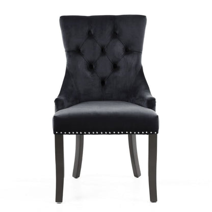 Chester Accent Dining Chair Brushed Black Velvet Black Legs Set of 2 