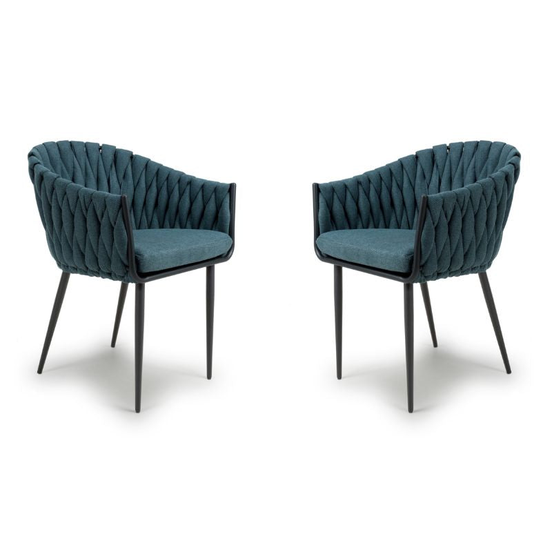 Pandora Dining Chair Braided Blue, set of 2