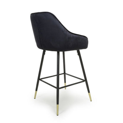 Savanna Bar Stool Brushed Velvet Black, (Sold in Pairs)