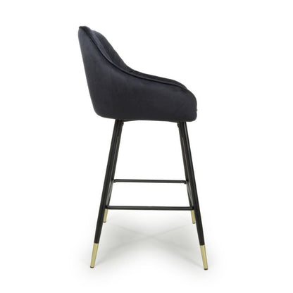 Savanna Bar Stool Brushed Velvet Black, (Sold in Pairs)