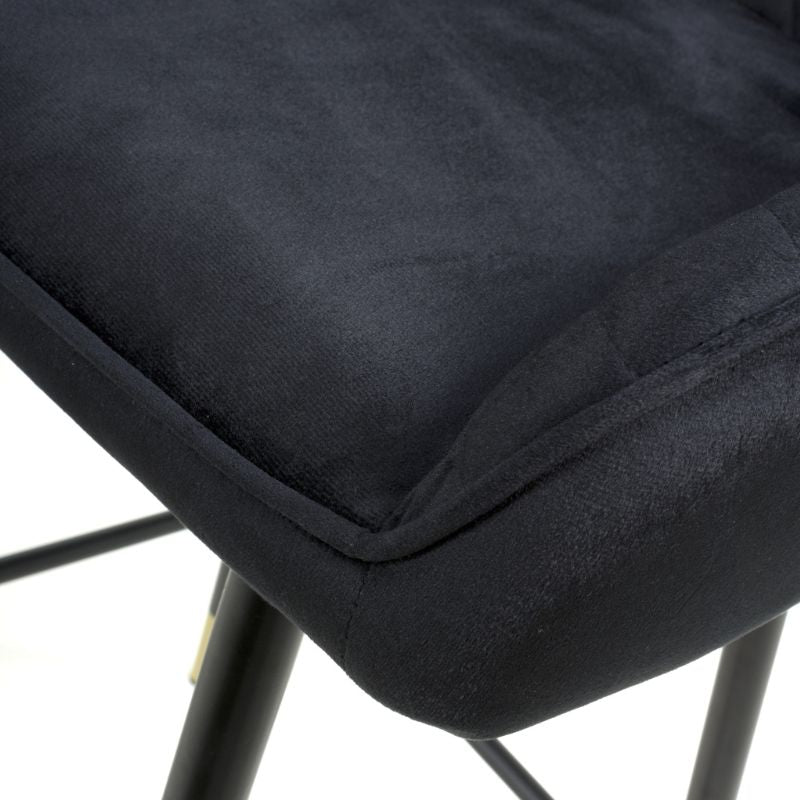 Savanna Bar Stool Brushed Velvet Black, (Sold in Pairs)