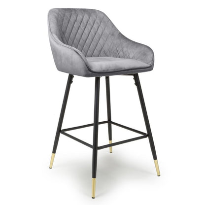 Savanna Bar Stool Brushed Velvet Grey (Sold in Pairs)