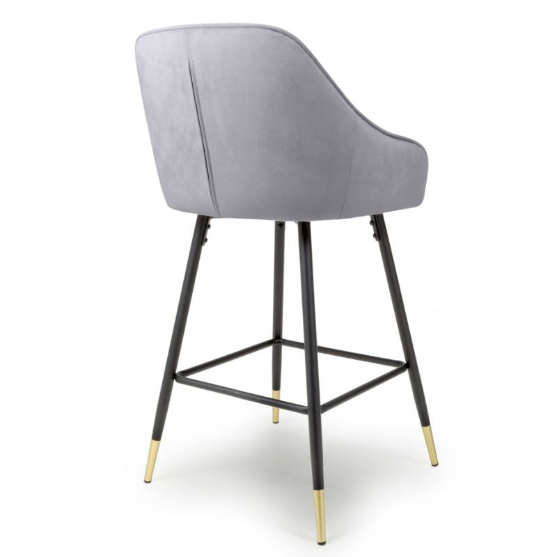 Savanna Bar Stool Brushed Velvet Grey (Sold in Pairs)