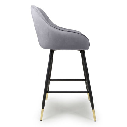 Savanna Bar Stool Brushed Velvet Grey (Sold in Pairs)