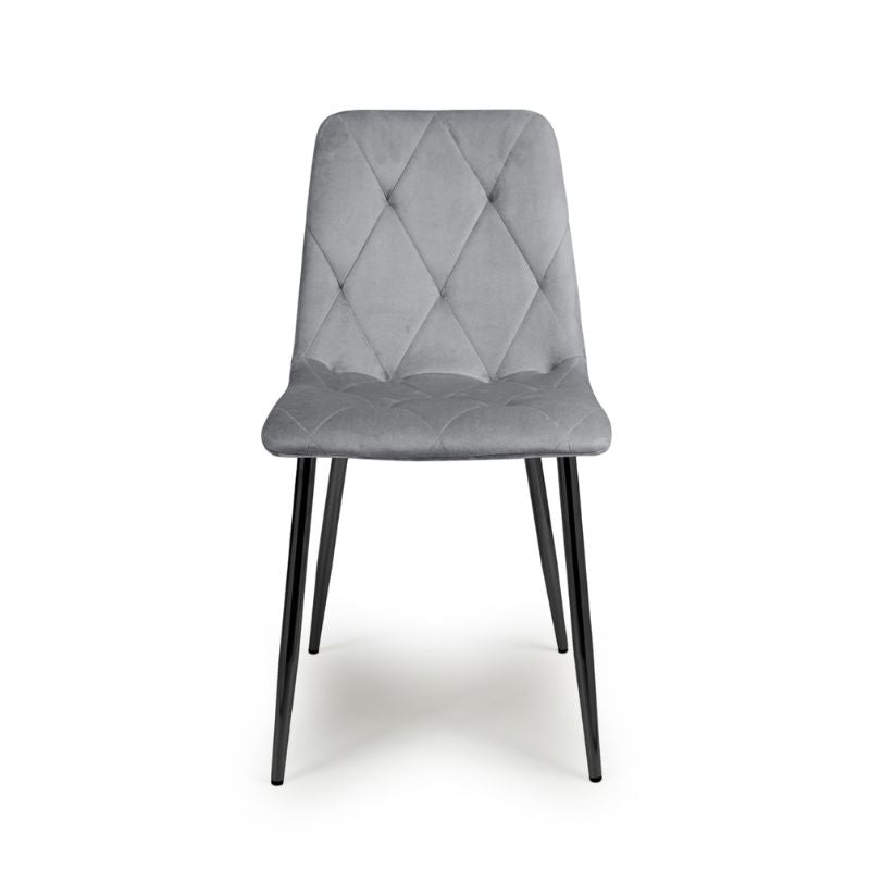 Vernon Dining Chairs Brushed Velvet Grey Set of 4