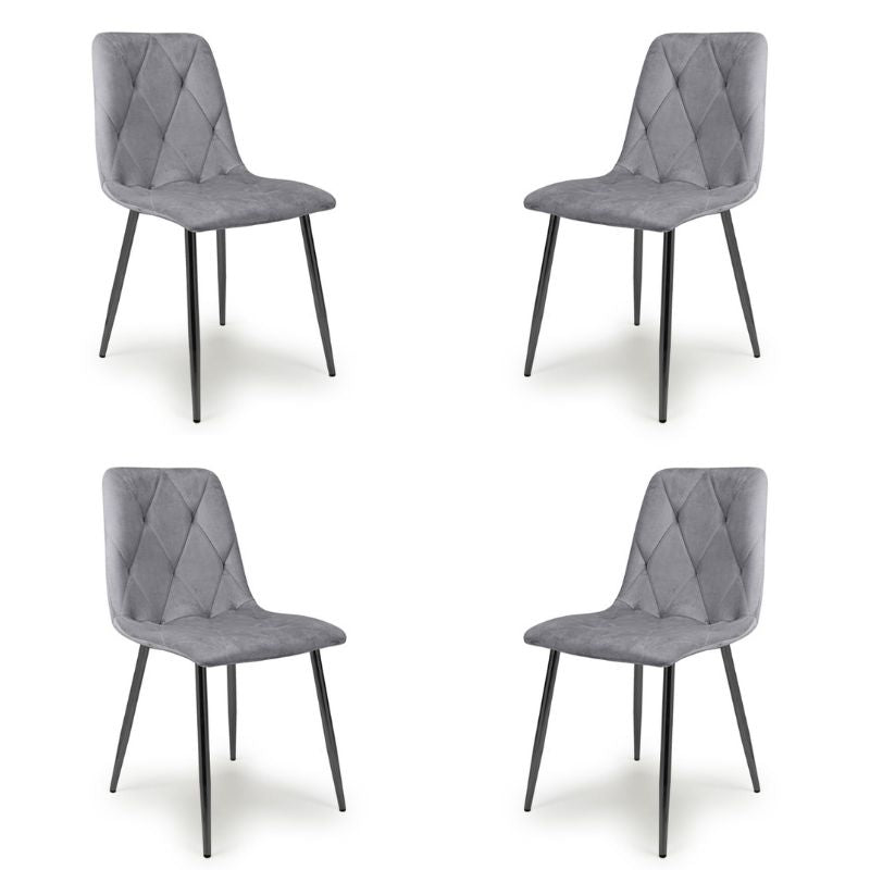 Vernon Dining Chairs Brushed Velvet Grey Set of 4