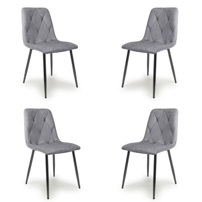 Vernon Dining Chairs Brushed Velvet Grey Set of 4