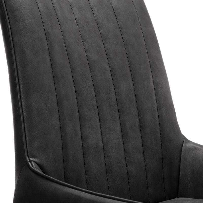 Soho Dining Chair Black Faux Leather Set of 2