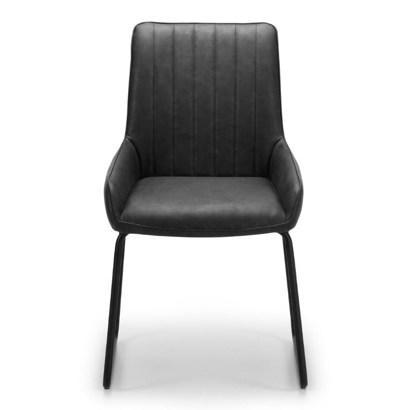 Soho Dining Chair Black Faux Leather Set of 2