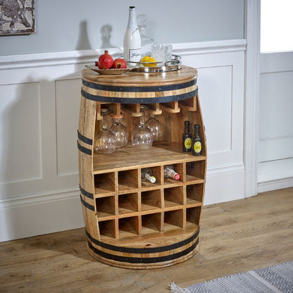 Surrey Solid Dark Wood Barrel Wine Sideboard