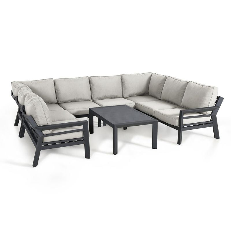 New York U-Shaped Outdoor Sofa Set, Dove Grey