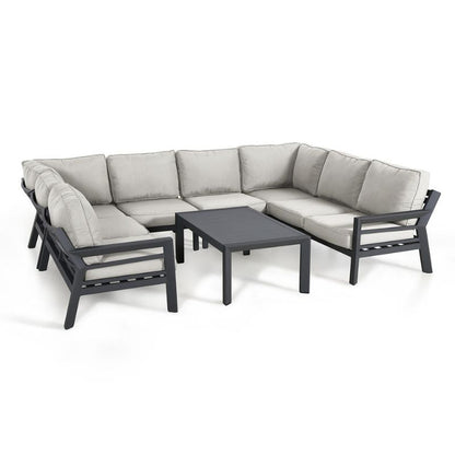 New York U-Shaped Outdoor Sofa Set, Dove Grey